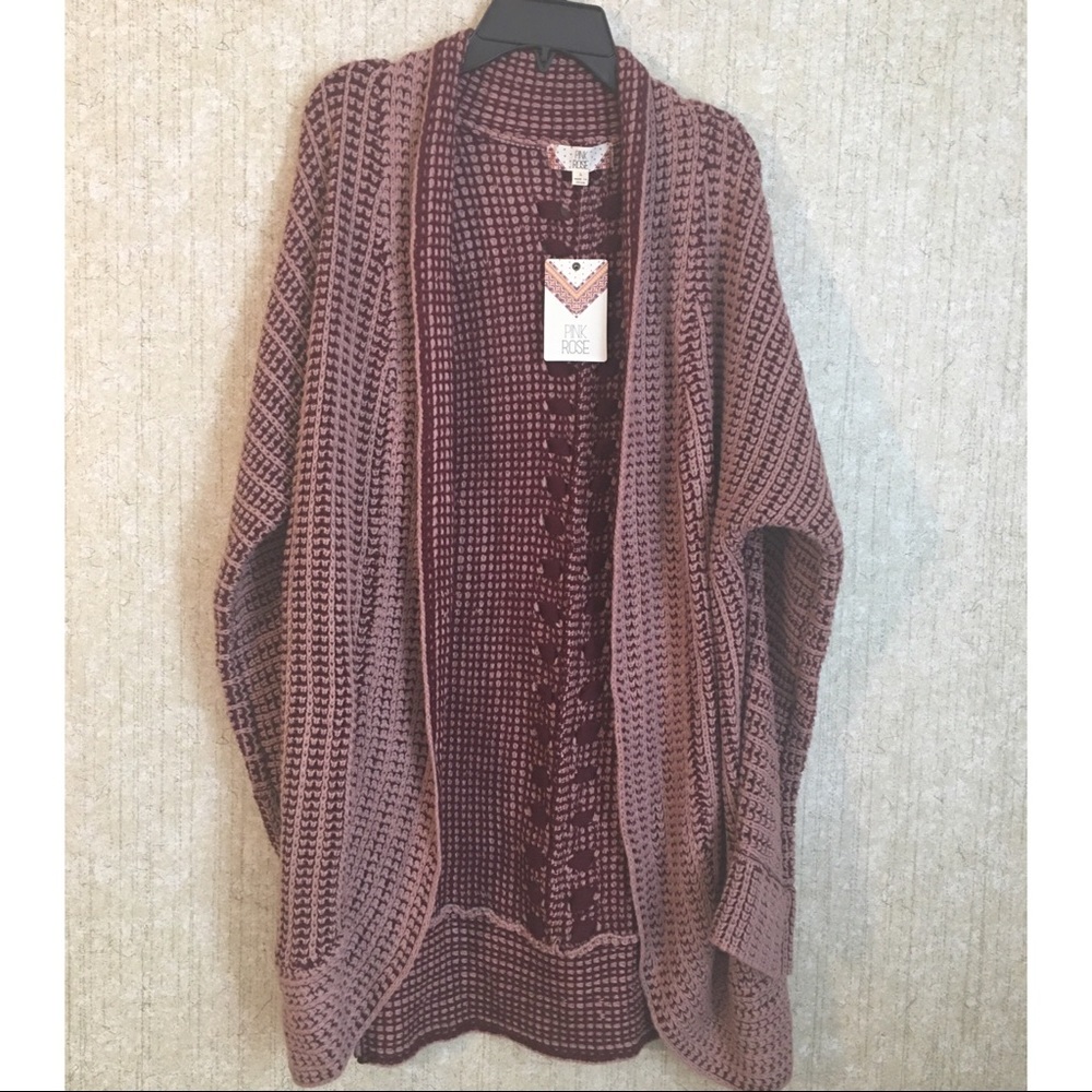 Pink Rose knitted cardigan open sweater